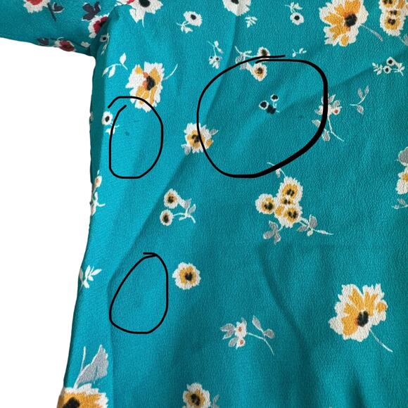 Nicole Miller Womens V Front Blouson Bodysuit in Turquoise Floral Size S - Picture 8 of 8